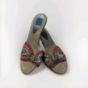 Candie's Red and Gold Embellished Sandals